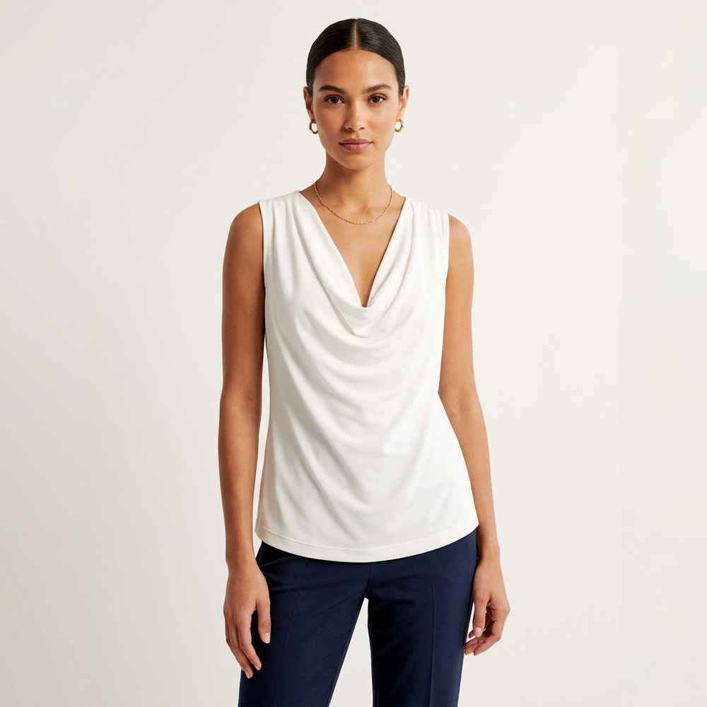 Calvin Klein Soft White Cowl Neck Sleeveless Top S